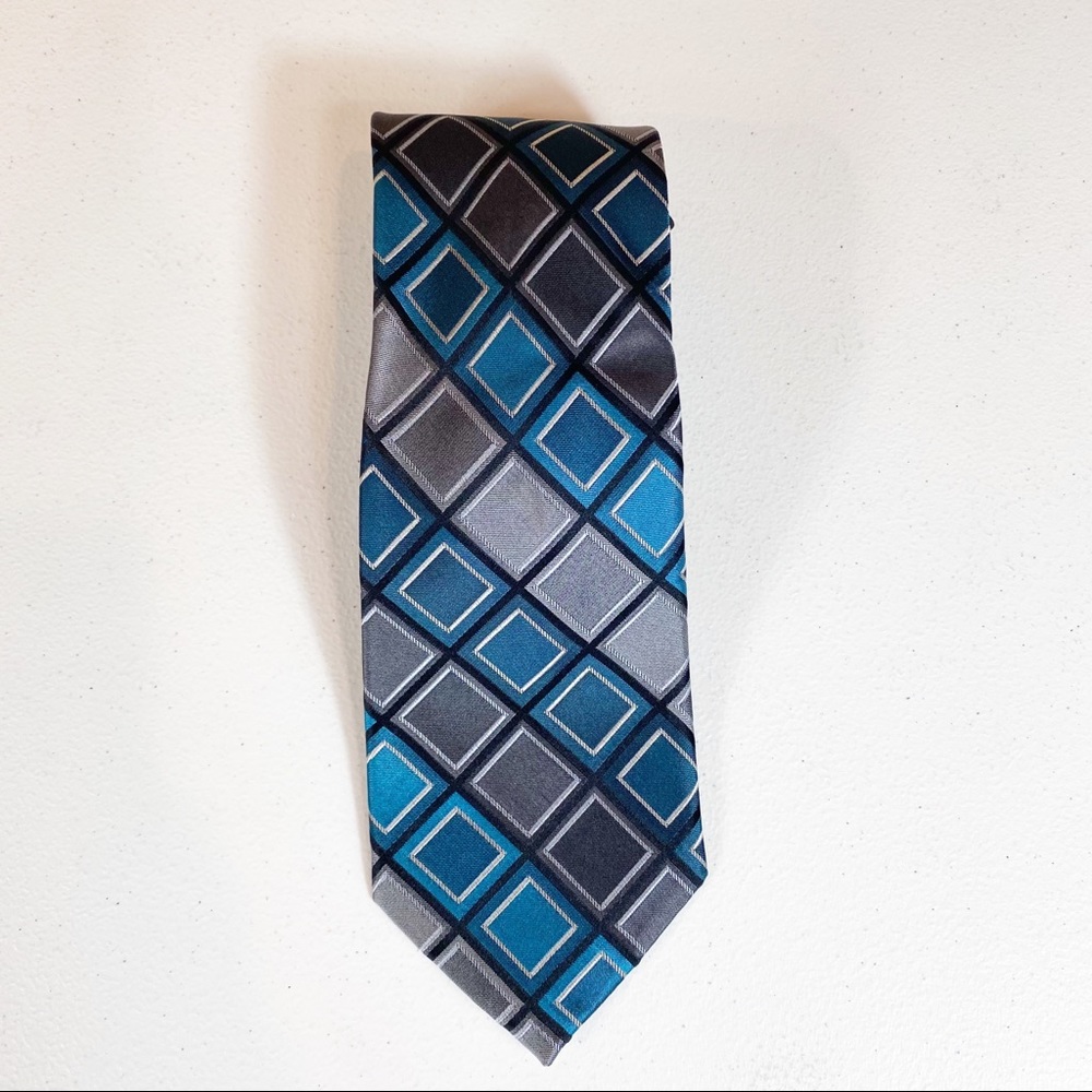 Mens Axcess Silk Silver and Blue Neck Tie